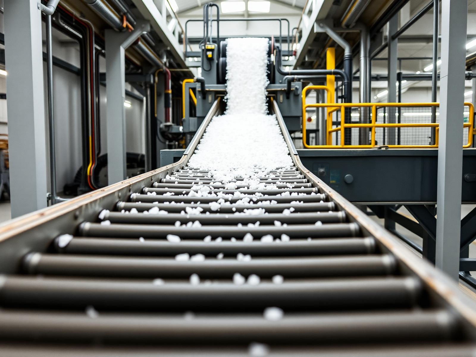 Industrial conveyor with salt